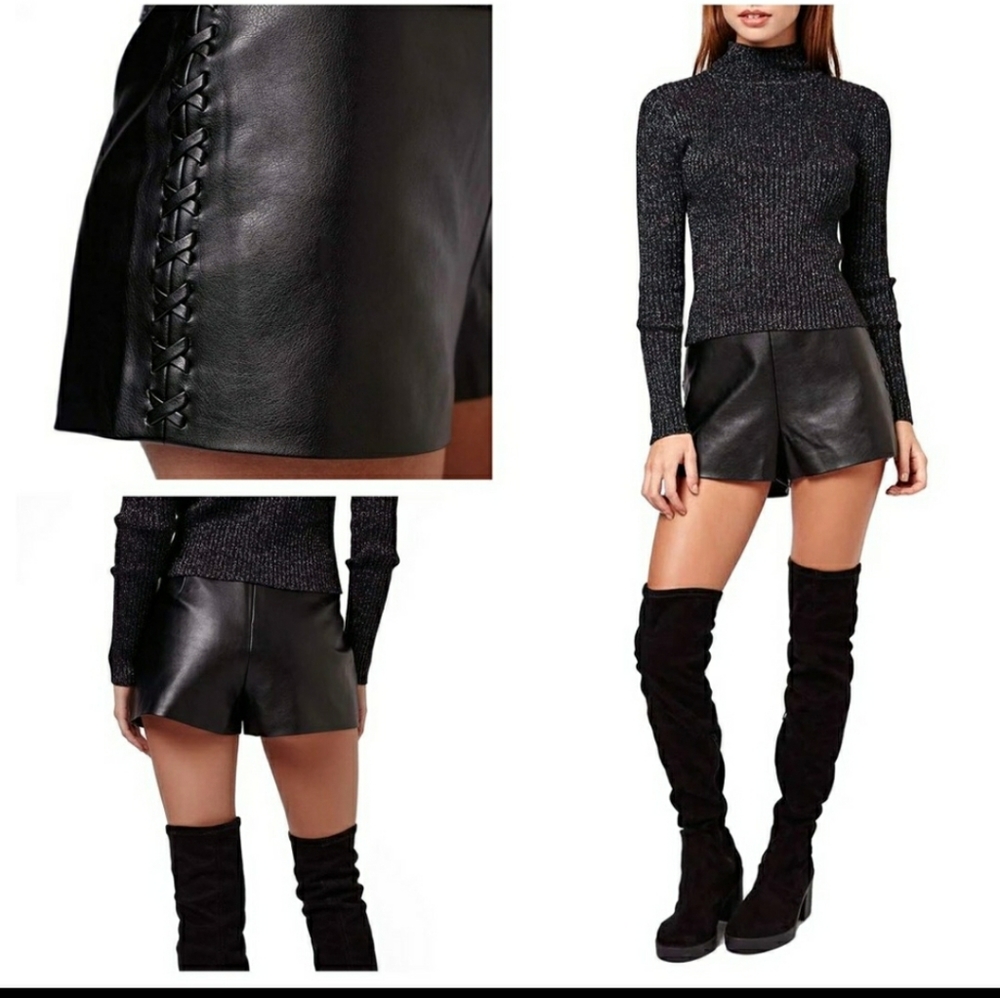 Topshop faux leather vegan high waisted shorts